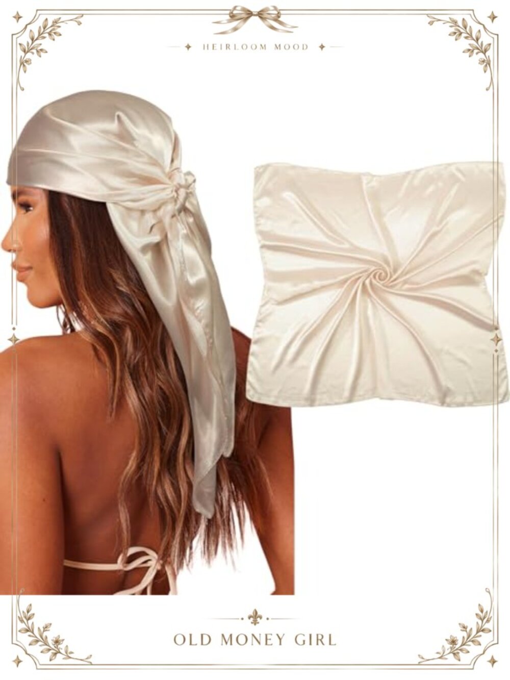 Large Square Satin Head Scarf 35" Hair Wrap Bandana Multi-Way